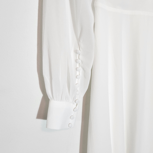 Lulus Sheer Long Sleeve White Boho Wedding Dress NWT Sz Medium Wrap Wedding Gown - Picture 6 of 14